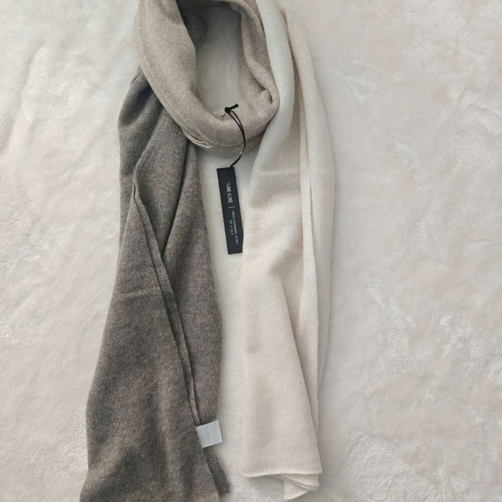 NWT TAHARI 100% 2-PLY Cashmere Scarf Tricolor 23.5” X 79” - Picture 5 of 7